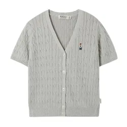 Áo Cardigan Nữ WHOAU Steve V-Neck Melange Cardigan WHCKF2521F Màu Xám Nhạt