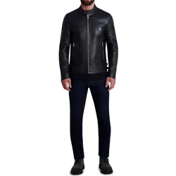 Áo Khoác Da Nam Karl Lagerfeld Men's Leather Racer Jacket Màu Đen Size S
