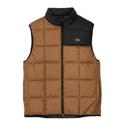Áo Khoác Gile Nam Lacoste Men's Puffer Vest With Removable Hood BH1585-51 QIN Màu Đen - Nâu Size 48