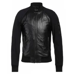 Áo Khoác Nam Dolce & Gabbana D&G Men's Black Shell Paneled Leather Bomber Jacket Màu Đen Size 44