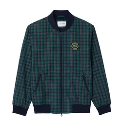 Áo Khoác Nam Lacoste Checked Showerproof Harrington Jacket BH7466 - QRN Màu Xanh Size 46