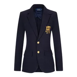 Áo Khoác Nữ Ralph Lauren Navy Blue With Gold Embroidered Logo Blazer 211857830001 Màu Xanh Navy Size 4