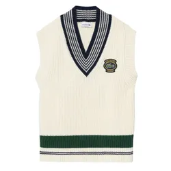 Áo Len Gile Unisex Lacoste Sweater Thick Knitted Cotton With Badge Accent AH0563-IQV Màu Trắng Size M