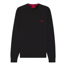 Áo Len Nam Hugo Boss Cotton Sweater With Red Logo Label 50475083 - BLK Màu Đen Size S