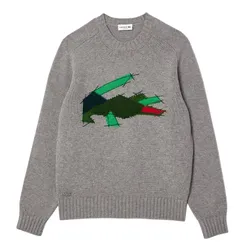 Áo Len Nam Lacoste Men's Crocodile Motif Wool Sweater AH3145 W9D Màu Xám Size 3
