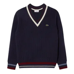 Áo Len Nam Lacoste Men's Tennis Style Wool Sweater AH3133 - QRN Màu Xanh Navy Size 3