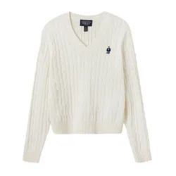 Áo Len Nữ WHOAU Steve V-neck Cable Sweater WHKAF1104F Màu Ivory