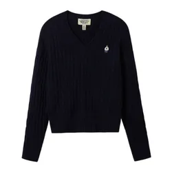 Áo Len Nữ WHOAU Steve V-neck Cable Sweater WHKAF1104F Màu Xanh Navy