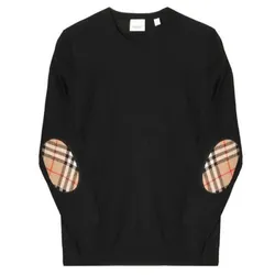 Áo Nỉ Nữ Burberry Bempton Elbow Patch Sweater In Black 80750081 Màu Đen Size XS