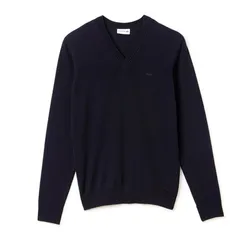 Áo Nỉ Sweater Nam Lacoste Men's V-Neck Wool Jersey AH2987 166 Màu Xanh Navy Size 3