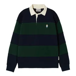 Áo Nỉ Sweater Nam WHOAU Steve Rugby WHMAF4951U Màu Kẻ Xanh Lá