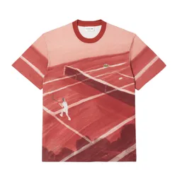 Áo Phông Nam Lacoste Men's Classic Fit Tennis Print T-Shirt TH0739 - AFS Màu Hồng Nâu Size 3