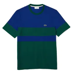 Áo Phông Nam Lacoste Men's Heritage Crew Neck Colorblock Cotton Piqué T-Shirt TH7391 VFJ Phối Màu Xanh