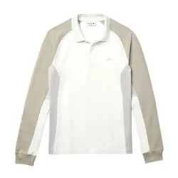 Áo Polo Dài Tay Lacoste Men's Long-Sleeved Colorblock Pique Polo Shirt PH5050 TRY Màu Trắng - Xám Size 4