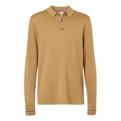 Áo Polo Dài Tay Nam Burberry Long Sleeve Icon Stripe Detail Merino Wool Shirt 8033092 Màu Camel Size XS