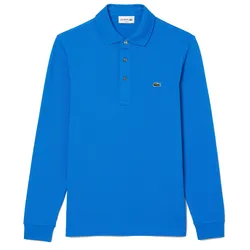 Áo Polo Dài Tay Nam Lacoste Long Sleeved Slim Fit Stretch Shirt PH6254-SIY Màu Xanh Blue Size 2