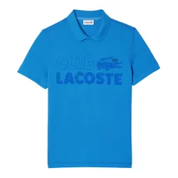 Áo Polo Nam Lacoste Organic Cotton Printed Polo Shirt PH5452 00 L99 Màu Xanh Biển Size XS