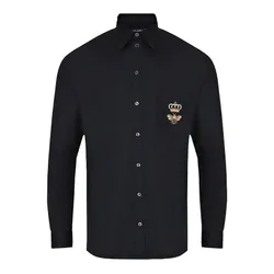 Áo Sơ Mi Nam Dolce & Gabbana D&G Logo-embroidered Cotton Shirt G5JG4Z Màu Đen Size 38