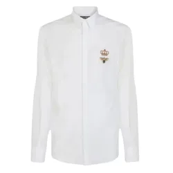 Áo Sơ Mi Nam Dolce & Gabbana D&G White With Logo Embroidered Gold Fit G5HX4Z FU5K9 Màu Trắng Size 39