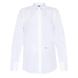 Áo Sơ Mi Nam Dsquared2 White Shirt With Logo Slim S74DM0708 S47420-100 Màu Trắng Size 46