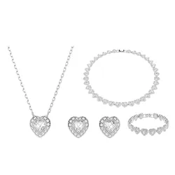 Bộ Trang Sức Swarovski x Ariana Grande Set Mixed Cuts, Heart, White, Rhodium Plated Màu Bạc