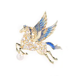 Cài Áo Nữ Meri Luxe Pegasus BR938 Màu Xanh Vàng