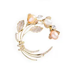 Cài Áo Nữ Meri Pearl Bud BR937 Màu Vàng