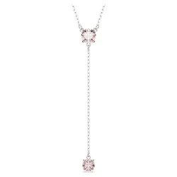 Dây Chuyền Nữ Swarovski Attract Y Necklace Round Cut, Pink, Rhodium Plated 5723570 Màu Hồng Bạc