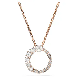 Dây Chuyền Nữ Swarovski Crystal Pearl, Round Cut, White, Rose Gold-Tone Plated 5692265 Màu Vàng Hồng