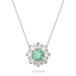 Dây Chuyền Nữ Swarovski Idyllia Pendant Mixed Cuts, Sun, Green, Rhodium Plated 5642963 Màu Bạc/Xanh