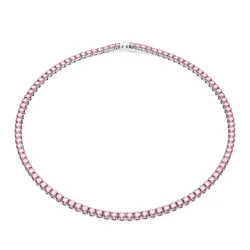 Dây Chuyền Nữ Swarovski Matrix Tennis Necklace Round Cut, Pink, Rhodium Plated 5681800 Màu Hồng