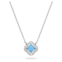 Dây Chuyền Nữ Swarovski Sparkling Dance Necklace Clover, Blue, Rhodium Plated 5642927 Màu Bạc