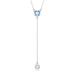 Dây Chuyền Nữ Swarovski Stilla Attract Y Necklace Round Cut, Blue, Rhodium Plated 030717344673 Màu Bạc Xanh
