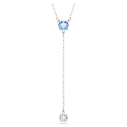 Dây Chuyền Nữ Swarovski Stilla Attract Y necklace Round Cut, Blue, Rhodium Plated 5734249 Màu Xanh Bạc