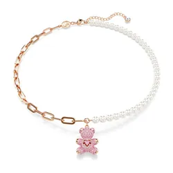 Dây Chuyền Nữ Swarovski Teddy Pendant Crystal Pearl, Bear, Pink, Rose Gold-Tone Plated 5669166 Màu Hồng/Trắng