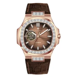 Đồng Hồ Nam Alexander Ferros Automatic Watch 6091R-01 Màu Nâu
