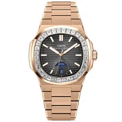 Đồng Hồ Nam Lobinni  LB19069G (19069-A2-T2) Màu Đen - Vàng Hồng