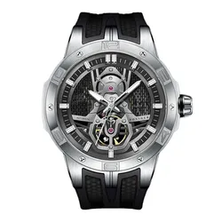 Đồng Hồ Nam Poniger Men's Skeleton Watch P620G-S2 Màu Đen Xám