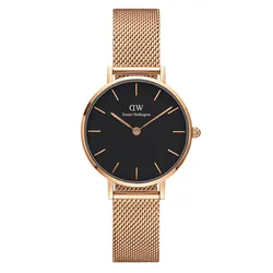 Đồng Hồ Nữ Daniel Wellington Petite Melrose 28mm DW00100217 Màu Đen/ Vàng Hồng