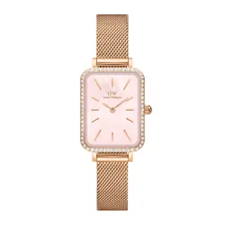 Đồng Hồ Nữ Daniel Wellington Quadro Lumine Bezel Melrose Pink MOP DW00100669 Màu Vàng Hồng