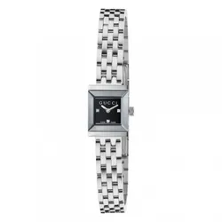 Đồng Hồ Nữ Gucci G-Frame Black Lacquered Dial With 3 Diamonds YA128507 Màu Bạc - Đen