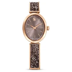 Đồng Hồ Nữ Swarovski Crystal Rock Oval Watch Swiss Made Crystal Bracelet Gray- Rose Gold Tone Finish 5656857 Màu Xám/ Vàng Hồng