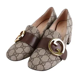 Giày Cao Gót Nữ Gucci Blondie Pump GG Supreme Canvas Beige Ebony 701711 9I650 9769 Màu Be Size 36