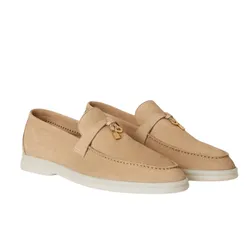 Giày Lười Nữ Loro Piana Summer Charms Walk Loafer Sandstone FAE5444-D044 Màu Nâu Vàng&nbsp;Size 37