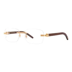 Gọng Kính Cartier Exception Wood Eyeglasses Gold/Brown Rimless CT0286O 002 Màu Nâu Vàng
