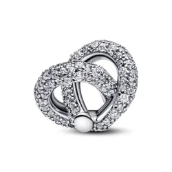 Hạt Vòng Charm Pandora Pavé Infinity Knot Heart Charm 793771C01 Màu Bạc