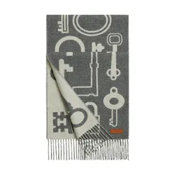Khăn Choàng Nữ Hermès Casaque Porte-Clefs Flanelle / Ivoire Màu Xám