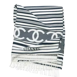 Khăn Quàng Cổ Nữ Chanel Beach Towel Cotton White & Dark Navy Blue AAB614-B22903-U5814 Màu Xanh Trắng