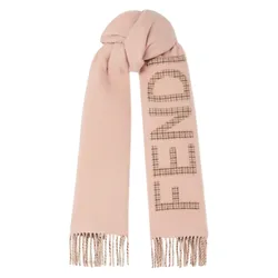 Khăn Quàng Cổ Nữ Fendi Fringed Logo Jacquard Wool And Cashmere Scarf Neutrals Màu Hồng