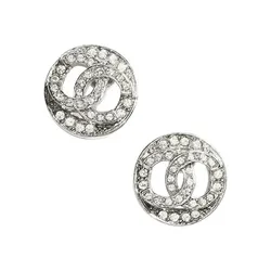 Khuyên Tai Nữ Chanel Crystal Earrings Màu Bạc